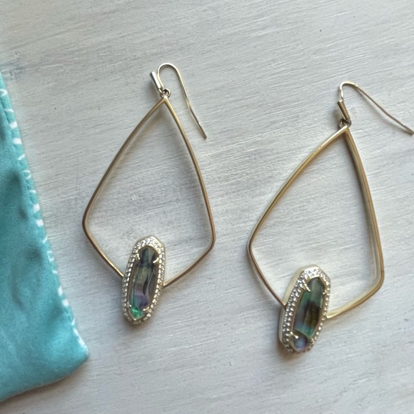 Kendra Scott Arianna Gold Drop Earrings in Abalone Shell - Picture 3 of 4
